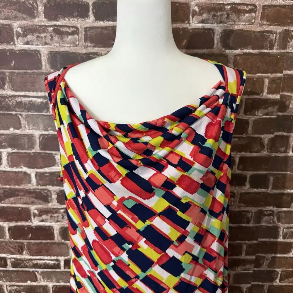 Kasper Womens Dress Size 14 Multi Color Red Yellow Blue Sleeveless - Picture 2 of 8